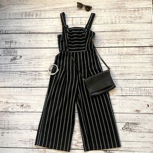 BCBGeneration Navy Cropped Wide Leg Jumpsuit